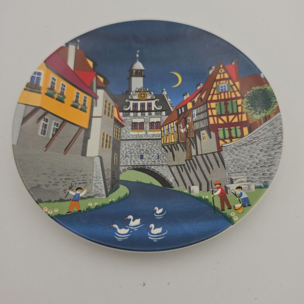 Vintage Poole Pottery Plate Bavarian Town On A River #432 Scene II 6”